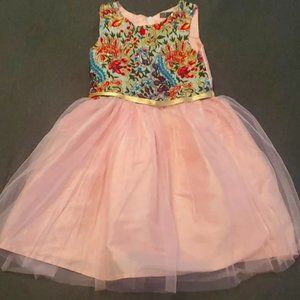 A.T.U.N pink formal dress with floral patterns girls size 5-6 years
